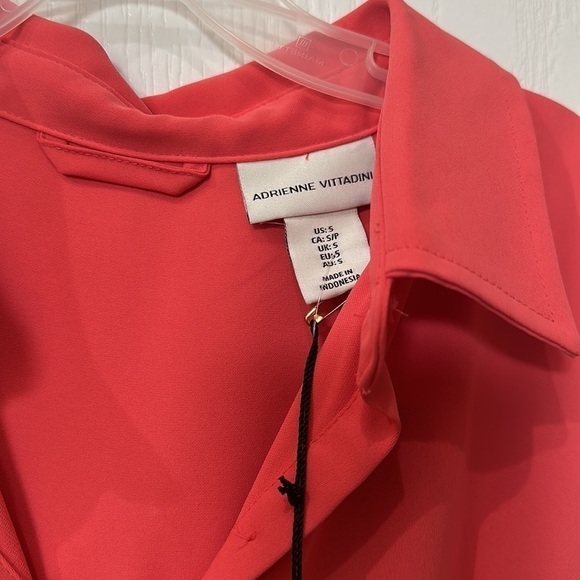 Adrienne Vittadini Sz S soft orange button  belted collar sleeveless Hi low  NWT - Picture 3 of 4